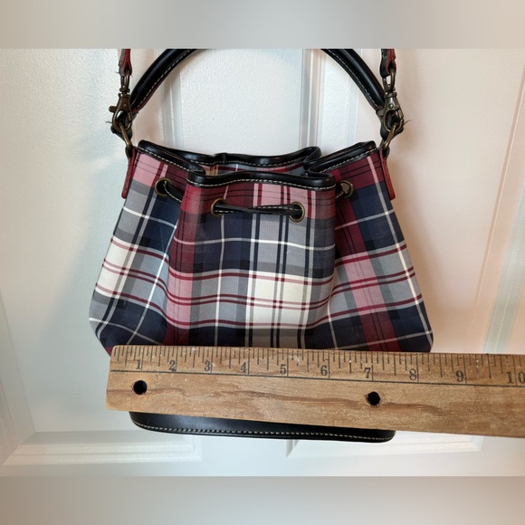 Tommy Hilfiger Bucket Crossbody Black Leather Plaid Drawstring Y2k 90s Bag Purse - Picture 14 of 16